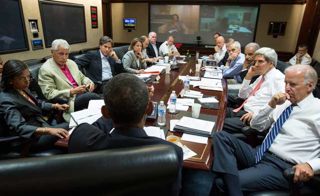 In a White House handout photo, President Barack Obama meets with his national security staff to discuss the situation in Syria, in the Situation Room of the White House, in Washington, Aug. 31, 2013. (Photo: Pete Souza / The White House via The New York Times)