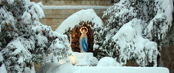 Marian shrine in the grounds of the Monastery at Qunaya, from a past winter.